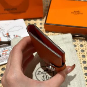 Hermes R.M.S. Card Holder Handmade In Evecolor Calfskin Leather Enamel Fittings Hardware 93 Orange 9J Feu Orange - Image 12