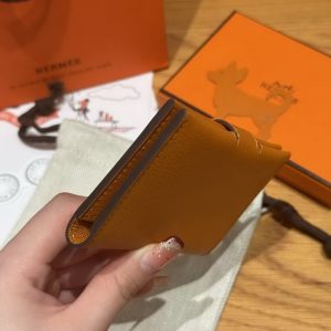 Hermes R.M.S. Card Holder Handmade In Evecolor Calfskin Leather Enamel Fittings Hardware i9 Apricot 37 Gold - Image 14