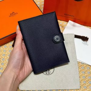 Hermes R.M.S. Passport Holder Handmade In Evecolor Calfskin Leather Enamel Fittings Hardware 2z Blue Nuit