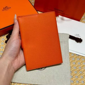 Alternative view of Hermes R.M.S. Passport Holder Handmade In Evecolor Calfskin Leather Enamel Fittings Hardware 9J Feu Orange