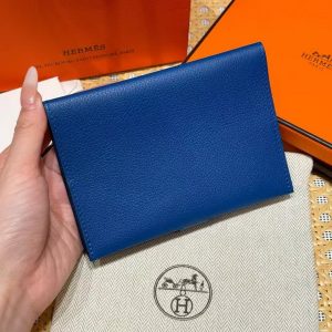 Alternative view of Hermes R.M.S. Passport Holder Handmade In Evecolor Calfskin Leather Enamel Fittings Hardware 71 Bleu France