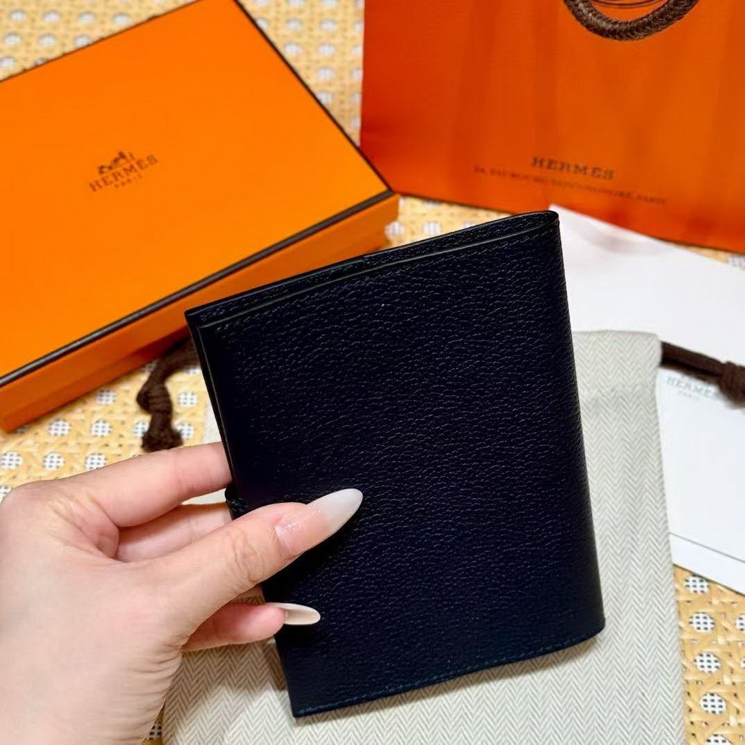 Hermes R.M.S. Passport Holder Handmade In Evecolor Calfskin Leather Enamel Fittings Hardware 2z Blue Nuit - Image 9