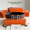 Hermes Royal Belt Buckle & Reversible Leather Strap 38 mm Epsom Calfskin Palladium Buckle Silver Noir Rouge Sellier