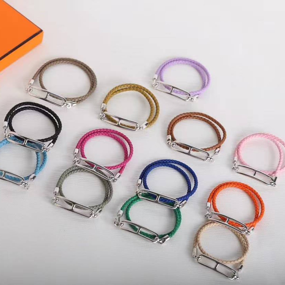 Hermes Roulis Double Tour Bracelet Rose Gold Swift Calfskin and Metal Gold H071727FO37T2 - Image 7