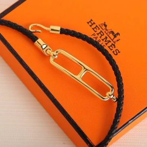 Hermes Roulis Double Tour Bracelet Rose Gold Swift Calfskin and Metal Noir H071727FO89T2 - Image 13