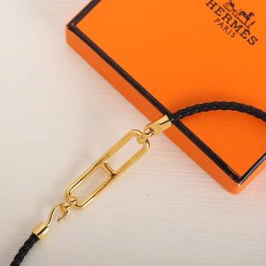 Hermes Roulis Double Tour Bracelet Rose Gold Swift Calfskin and Metal Noir H071727FO89T2 - Image 12