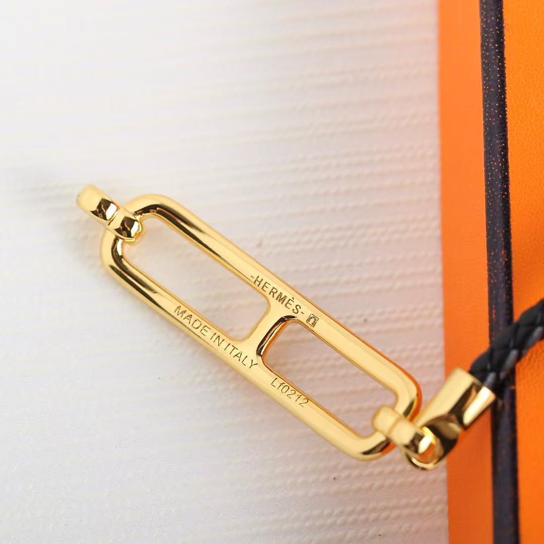 Hermes Roulis Double Tour Bracelet Rose Gold Swift Calfskin and Metal Noir H071727FO89T2 - Image 11