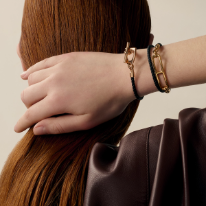 Hermes Roulis Double Tour Bracelet Rose Gold Swift Calfskin and Metal Noir H071727FO89T2 - Image 5