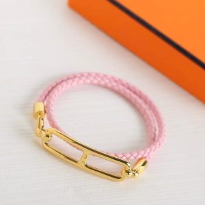 Hermes Roulis Double Tour Bracelet Silver Swift Calfskin and Metal Mauve Sylvestre H071727FPX9T1 - Image 8