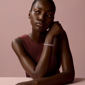 Hermes Roulis Double Tour Bracelet Silver Swift Calfskin and Metal Mauve Sylvestre H071727FPX9T1 - Image 3