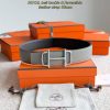 Hermes Royal Belt Buckle & Reversible Leather Strap 38 mm Epsom Calfskin Palladium Buckle Silver Noir Gris Meyer