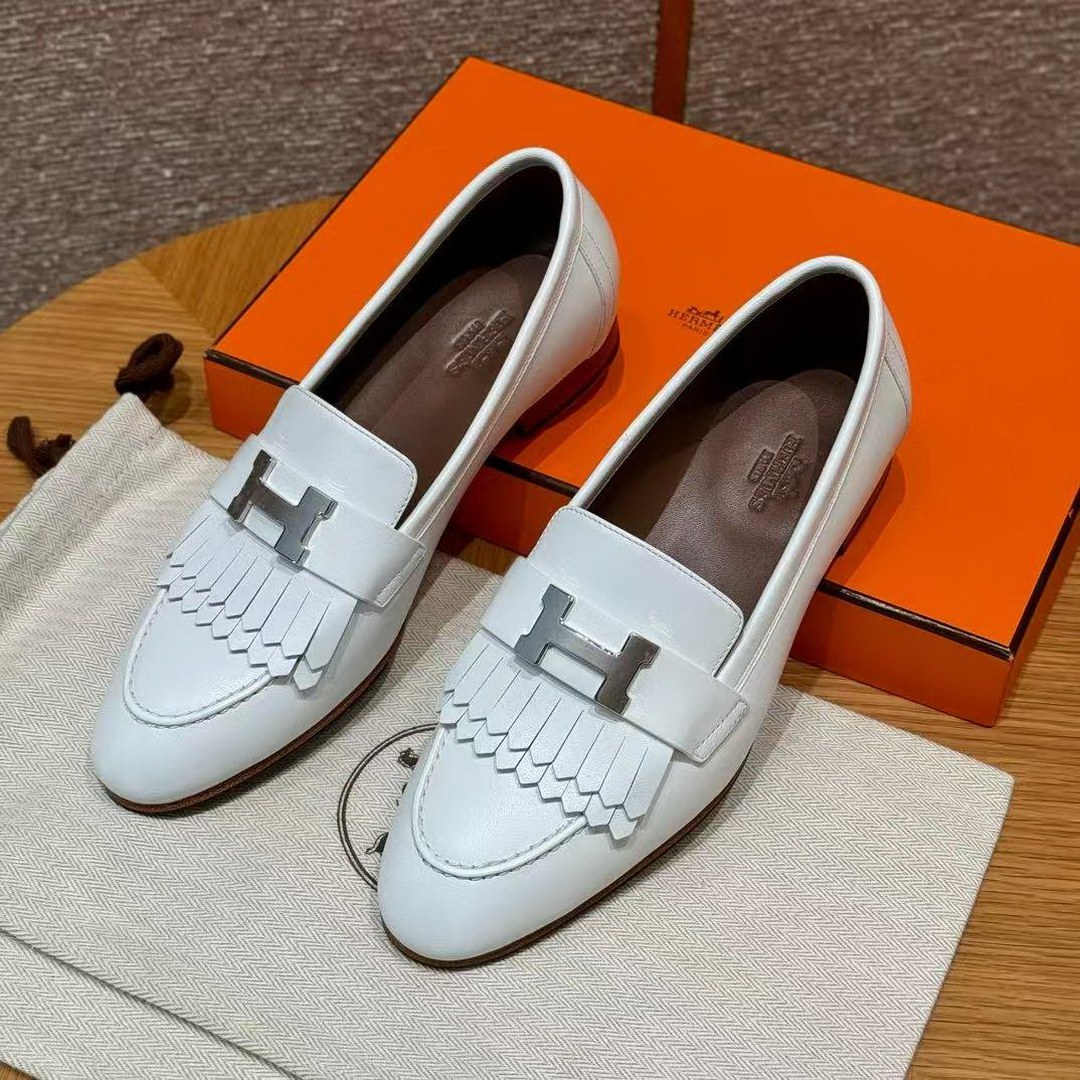 Hermes Royal Loafer Women Calfskin Sliver Buckle Blanc H222300Z 91365 - Image 2