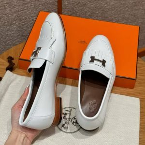 Hermes Royal Loafer Women Calfskin Sliver Buckle Blanc H222300Z 91365 - Image 14