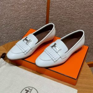 Hermes Royal Loafer Women Calfskin Sliver Buckle Blanc H222300Z 91365 - Image 4