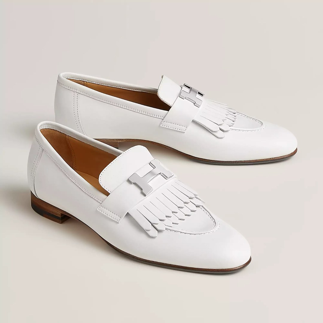 Hermes Royal Loafer Women Calfskin Sliver Buckle Blanc H222300Z 91365