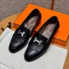 Hermes Royal Loafer Women Goatskin Sliver Buckle Noir