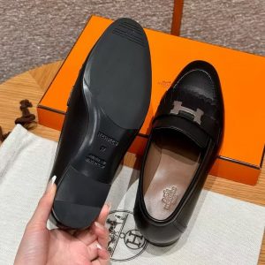 Alternative view of Hermes Royal Loafer Women Goatskin Sliver Buckle Noir