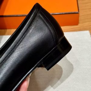 Hermes Royal Loafer Women Goatskin Sliver Buckle Noir - Image 12