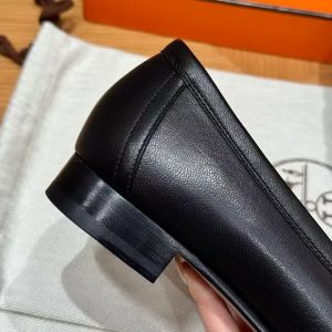 Hermes Royal Loafer Women Goatskin Sliver Buckle Noir - Image 11