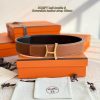 Hermes Script Belt Buckle & Reversible Leather Strap 38 mm Box 135 and Togo Calfskin Permabrass Buckle Yellow Gold Noir Gold