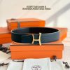 Hermes Script Belt Buckle & Reversible Leather Strap 38 mm Box 135 and Togo Calfskin Permabrass Buckle Yellow Gold Noir Noir