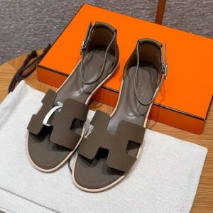Alternative view of Hermes Santorini Sandal Women Epsom Calfskin Etoupe H182138Z X3360
