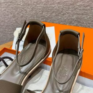 Hermes Santorini Sandal Women Epsom Calfskin Etoupe H182138Z X3360 - Image 6