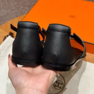 Hermes Santorini Sandal Women Epsom Calfskin Noir H182138Z 02350 - Image 11