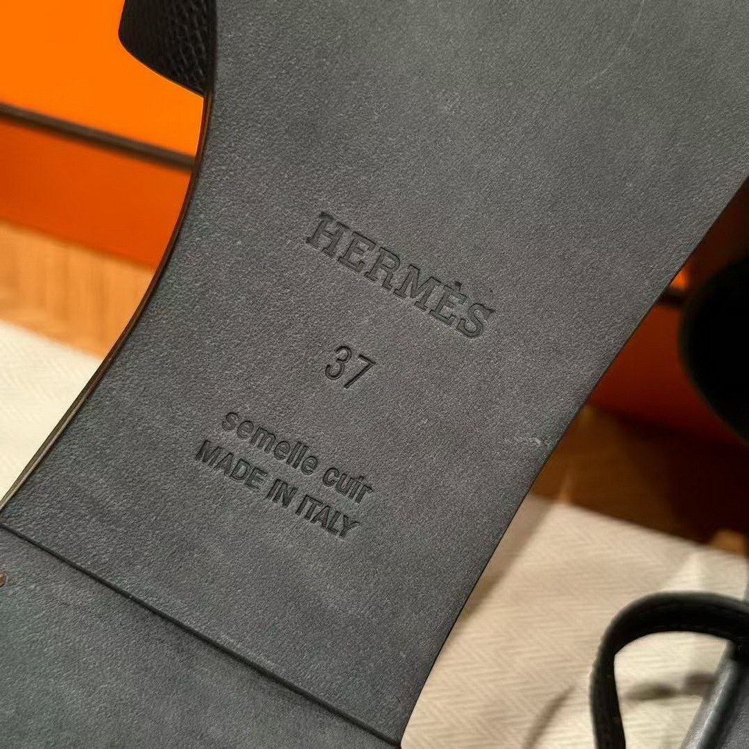 Hermes Santorini Sandal Women Epsom Calfskin Noir H182138Z 02350 - Image 7