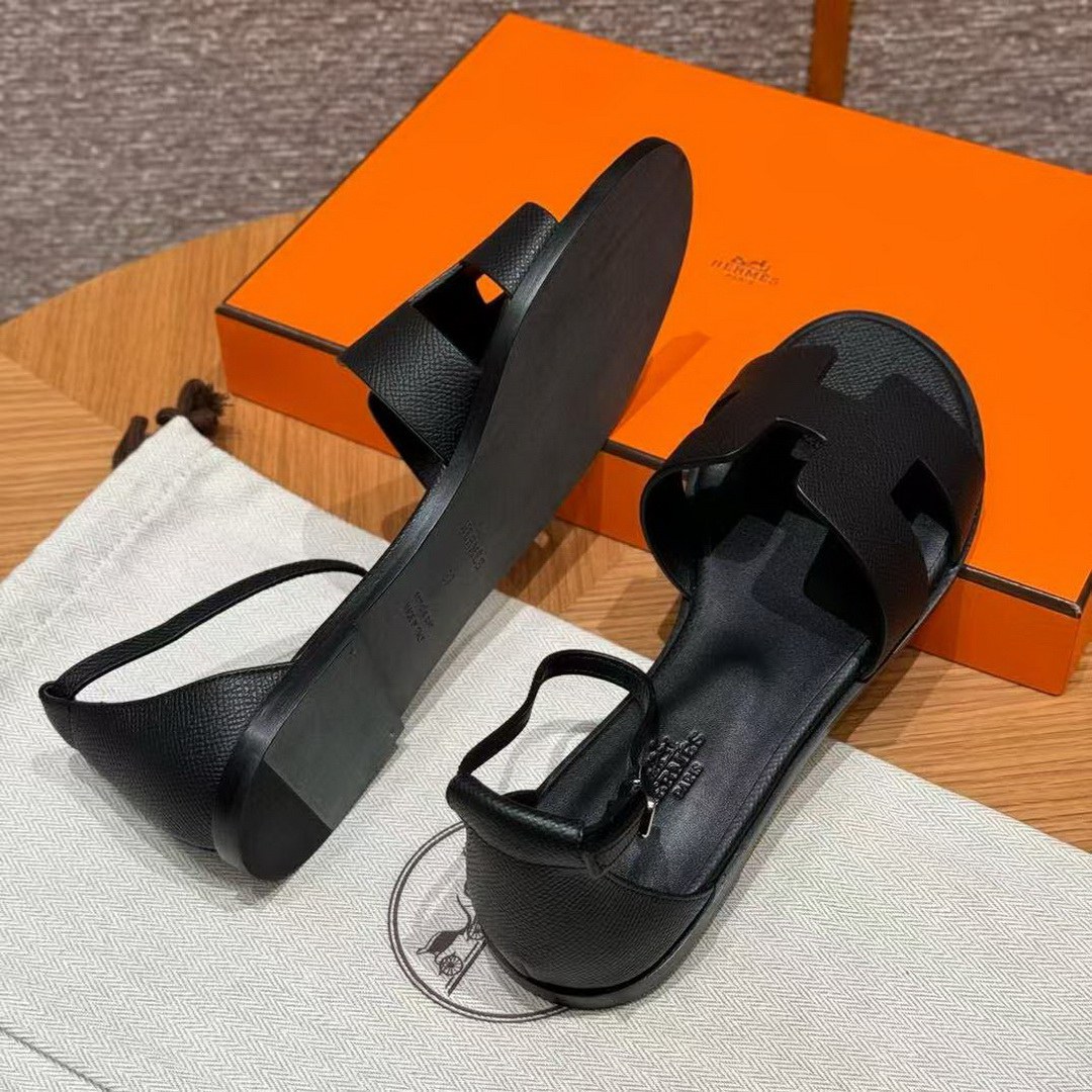 Hermes Santorini Sandal Women Epsom Calfskin Noir H182138Z 02350 - Image 6