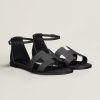 Hermes Santorini Sandal Women Epsom Calfskin Noir H182138Z 02350