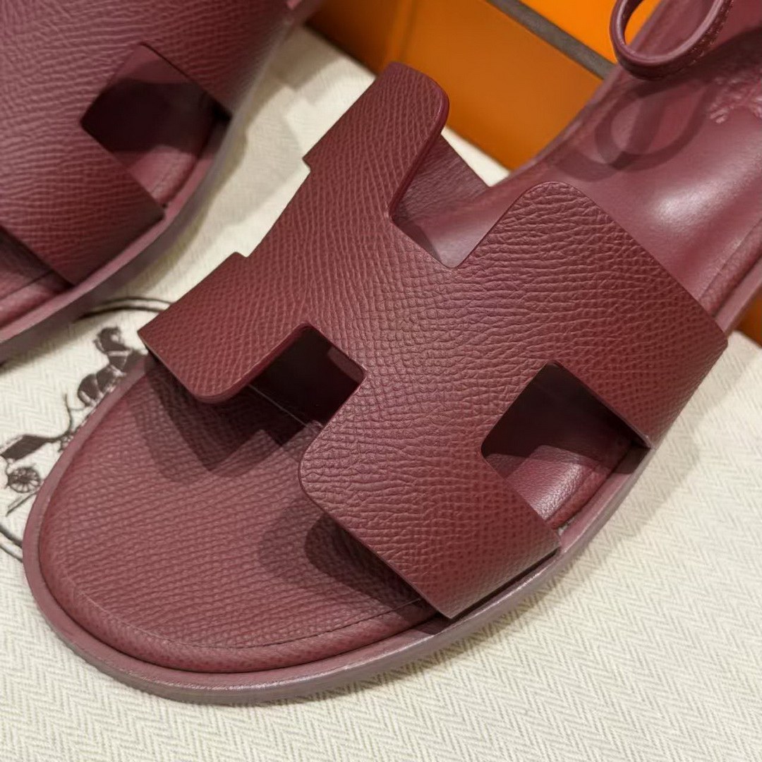Hermes Santorini Sandal Women Epsom Calfskin Rouge H H182138Z L1350 - Image 16