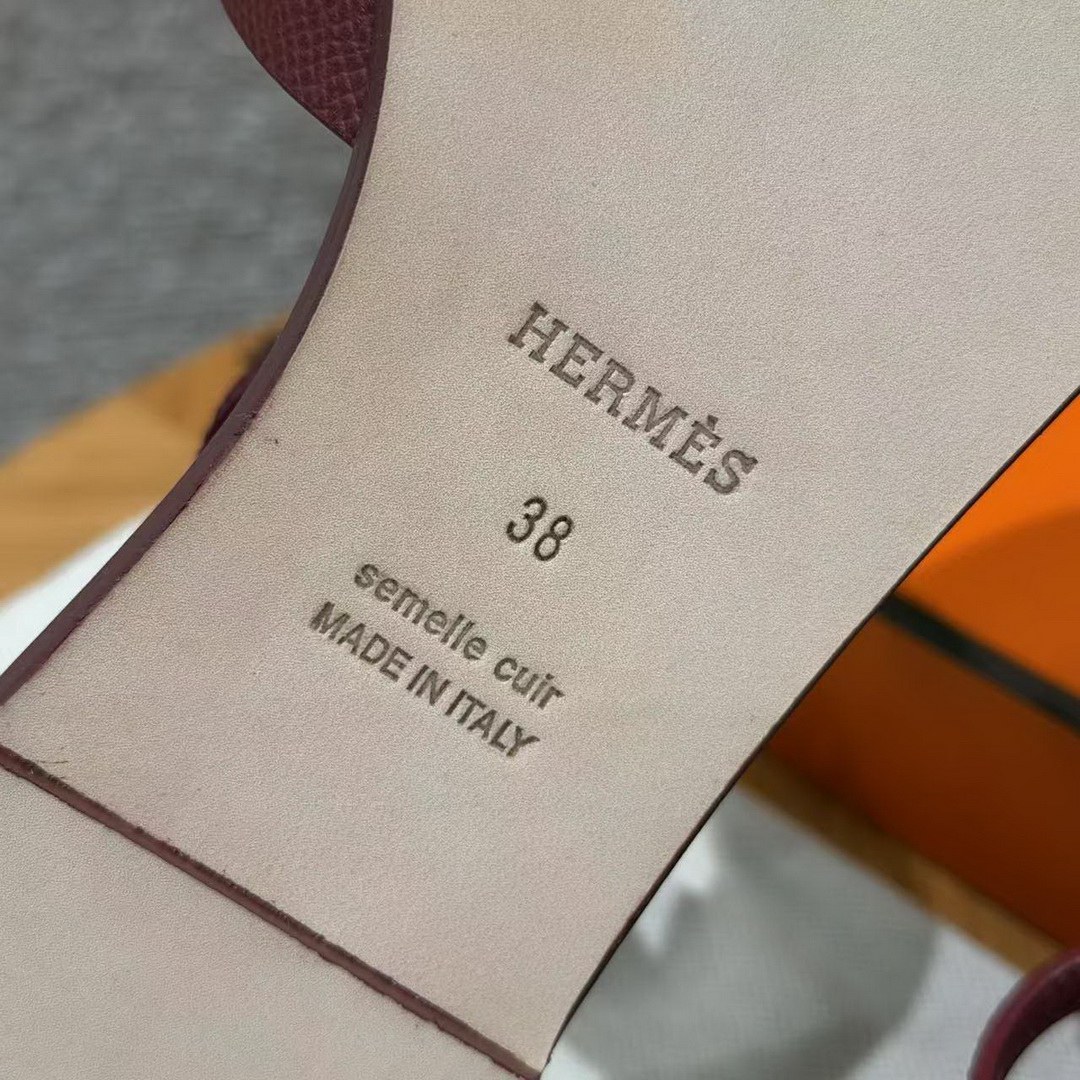 Hermes Santorini Sandal Women Epsom Calfskin Rouge H H182138Z L1350 - Image 13