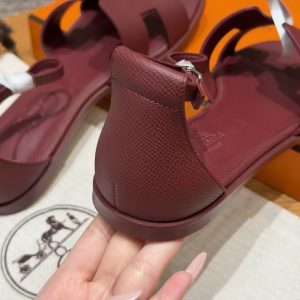 Hermes Santorini Sandal Women Epsom Calfskin Rouge H H182138Z L1350 - Image 5