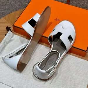 Alternative view of Hermes Santorini Sandal Women Swift Calfskin Blanc H182139Z 90350
