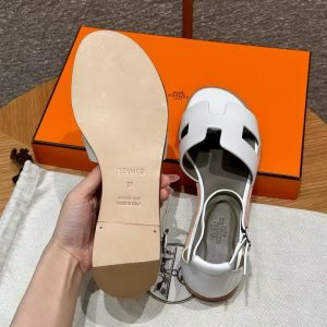 Hermes Santorini Sandal Women Swift Calfskin Blanc H182139Z 90350 - Image 14