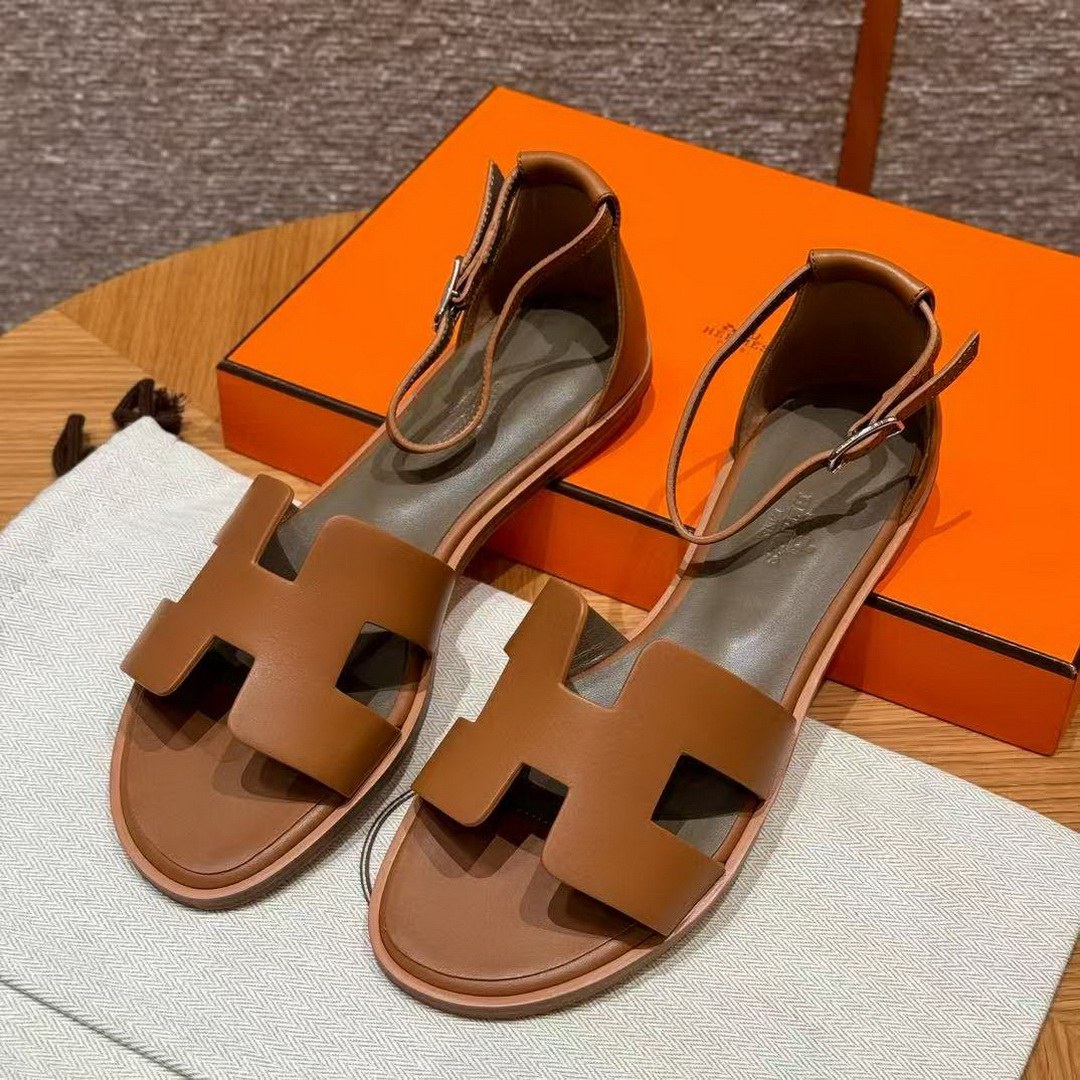 Hermes Santorini Sandal Women Swift Calfskin Naturel H211178Z A3350 - Image 2