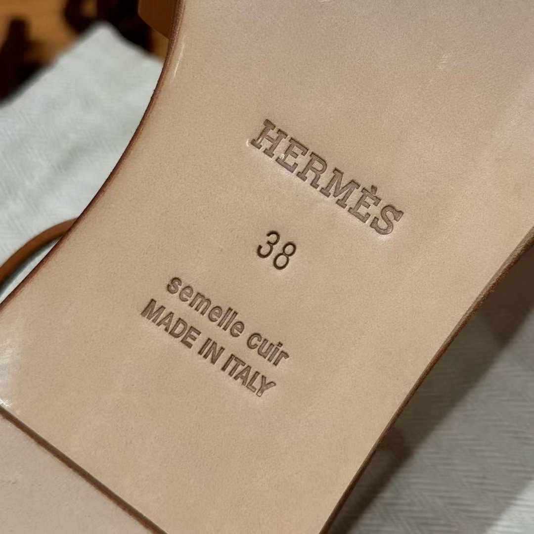 Hermes Santorini Sandal Women Swift Calfskin Naturel H211178Z A3350 - Image 11