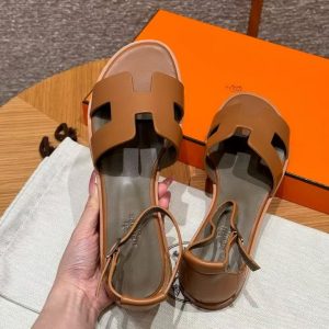 Hermes Santorini Sandal Women Swift Calfskin Naturel H211178Z A3350 - Image 7