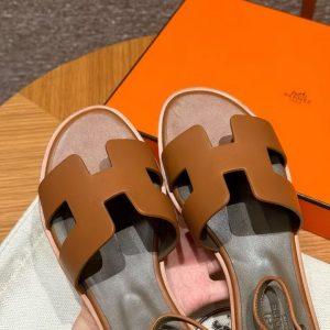 Hermes Santorini Sandal Women Swift Calfskin Naturel H211178Z A3350 - Image 3