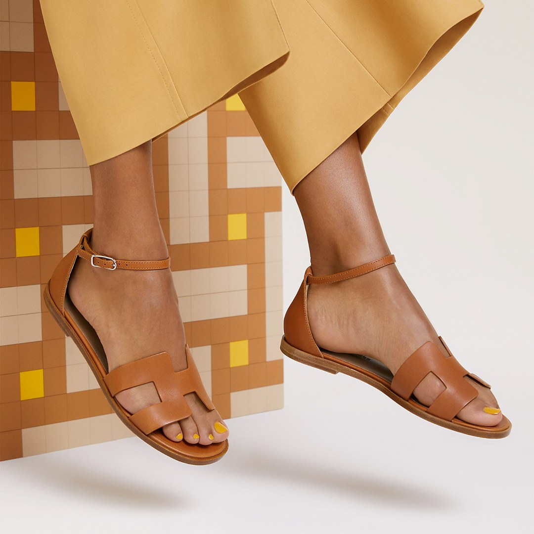 Hermes Santorini Sandal Women Swift Calfskin Naturel H211178Z A3350 - Image 18