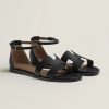 Hermes Santorini Sandal Women Swift Calfskin Noir H182139Z 02350