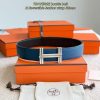 Hermes Traverse Belt Buckle & Reversible Leather Strap 38 mm Box 135 and Togo Calfskin Palladium Buckle Silver Noir Bleu De Prusse