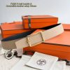 Hermes Tube H Belt Buckle & Reversible Leather Strap 38 mm Box 135 and Togo Calfskin Brushed Permabrass Buckle Yellow Gold Noir Craie