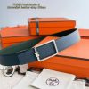 Hermes Tube H Belt Buckle & Reversible Leather Strap 38 mm Box 135 and Togo Calfskin Palladium Buckle Silver Bleu Marine Vert Amande