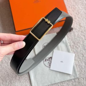 Hermes Tube H Belt Buckle & Reversible Leather Strap 38 mm Box 135 and Togo Calfskin Brushed Permabrass Buckle Yellow Gold Noir Gris Étain - Image 9