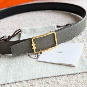 Hermes Tube H Belt Buckle & Reversible Leather Strap 38 mm Box 135 and Togo Calfskin Brushed Permabrass Buckle Yellow Gold Noir Gris Étain - Image 8