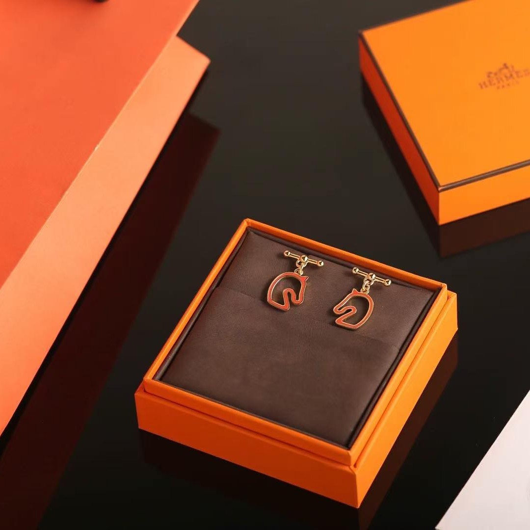 Hermes Tonnerre Earrings Lacquered Metal Yellow Gold New Capucine H100114F G3 - Image 8