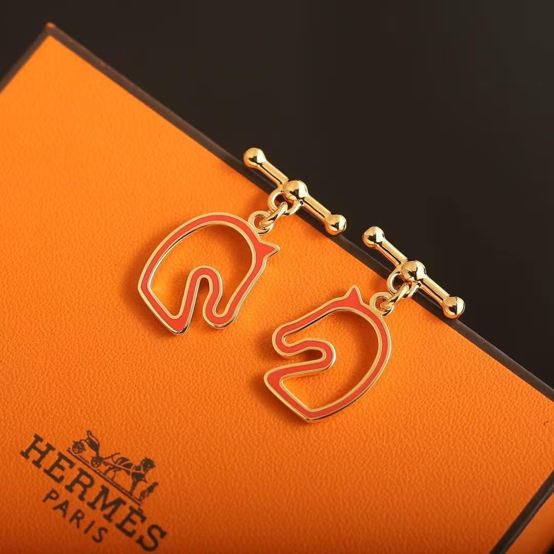 Hermes Tonnerre Earrings Lacquered Metal Yellow Gold New Capucine H100114F G3 - Image 7