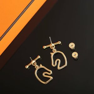 Hermes Tonnerre Earrings Lacquered Metal Yellow Gold New Capucine H100114F G3 - Image 5